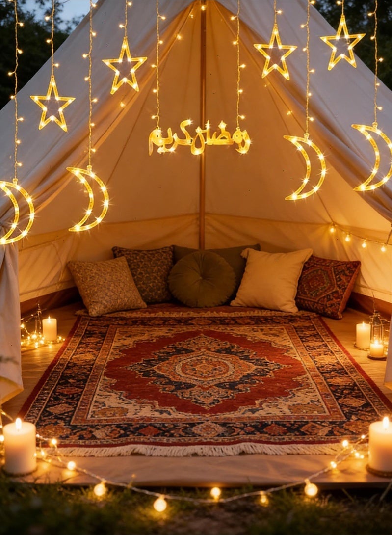 توبيتش 8 أوضاع إضاءة زينة رمضان، أضواء نجوم وقمر خيالية، أضواء رمضان وأضواء ليلية  للمنزل والخارج - Image 1